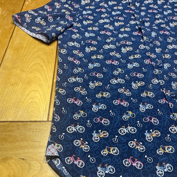 Johnston Murphy Button Down Performance Shirt Bicycle All Over Print Small - Picture 3 of 16